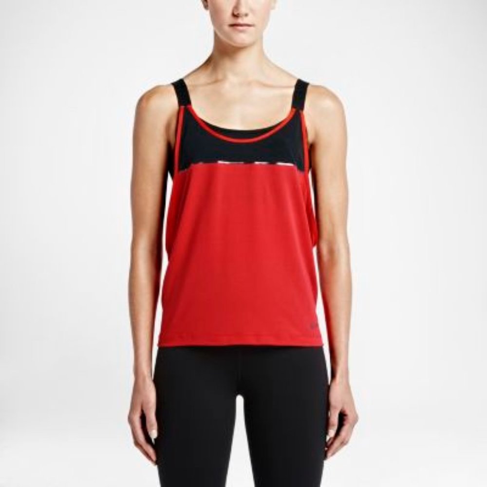 Nike Women's 2-in-1 Woven Tank Top w/ Sports Bra - Picture 1 of 3